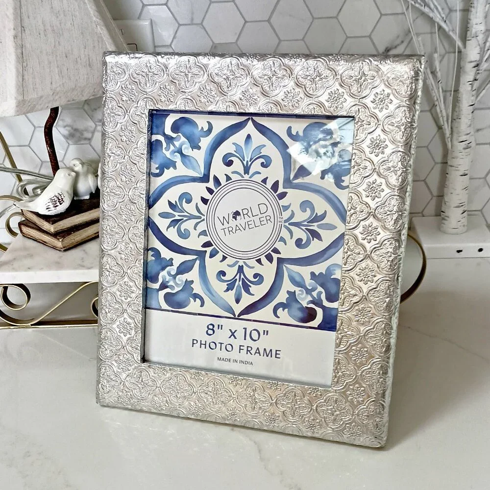 NEW! BOHO SILVER METAL X LARGE PICTURE PHOTO FRAME